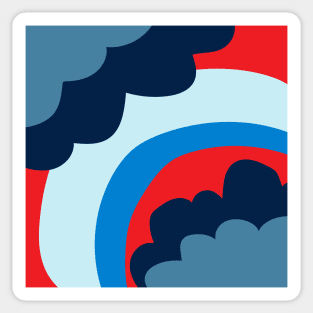 Pie in the sky - fire engine red, navy, denim blue Sticker
